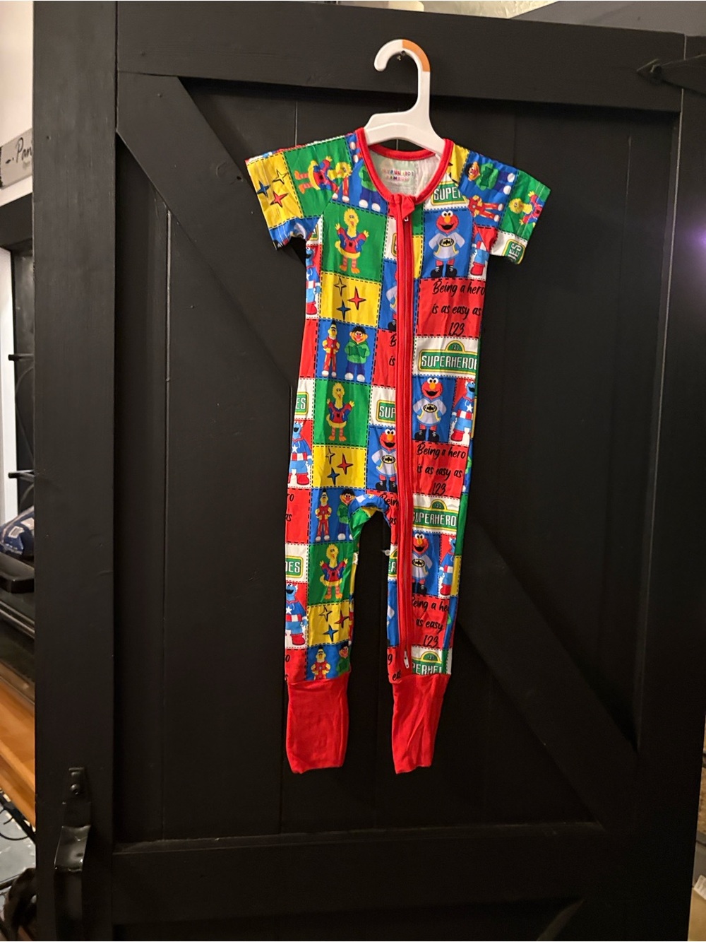 BAMBOO Red Multi-Color Superhero Print Kids Footie